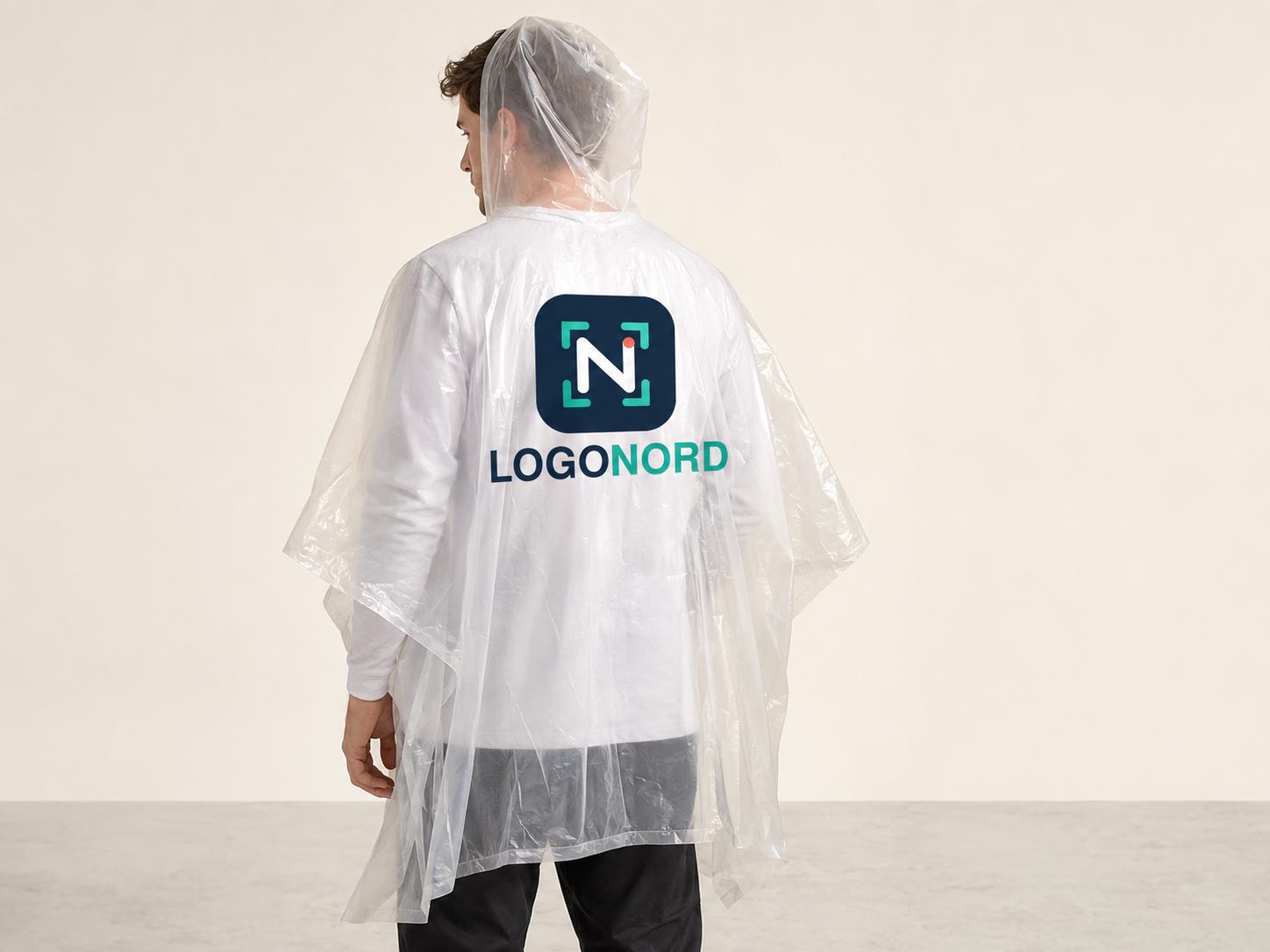 Transparent poncho with back logo print